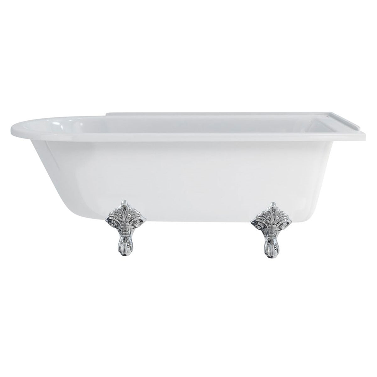 Burlington Hampton Right 1700mm Traditional Feet Chrome Deluxe Bathrooms UK