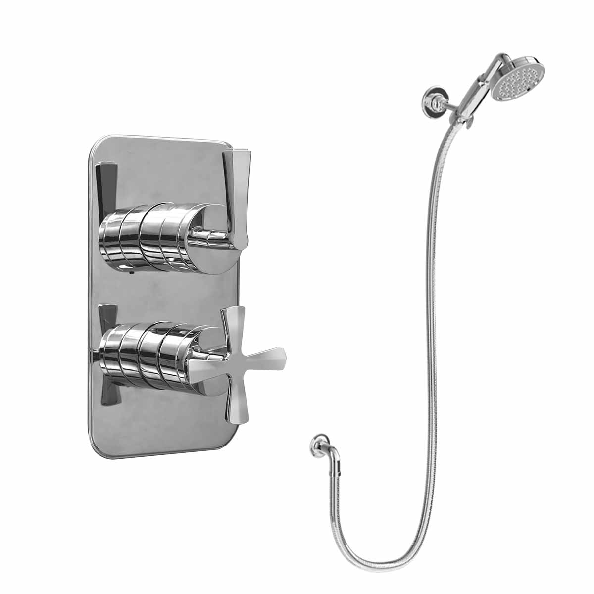 Burlington Riviera 1 Outlet Valve With Shower Handset and Hose Chrome Deluxe Bathrooms UK