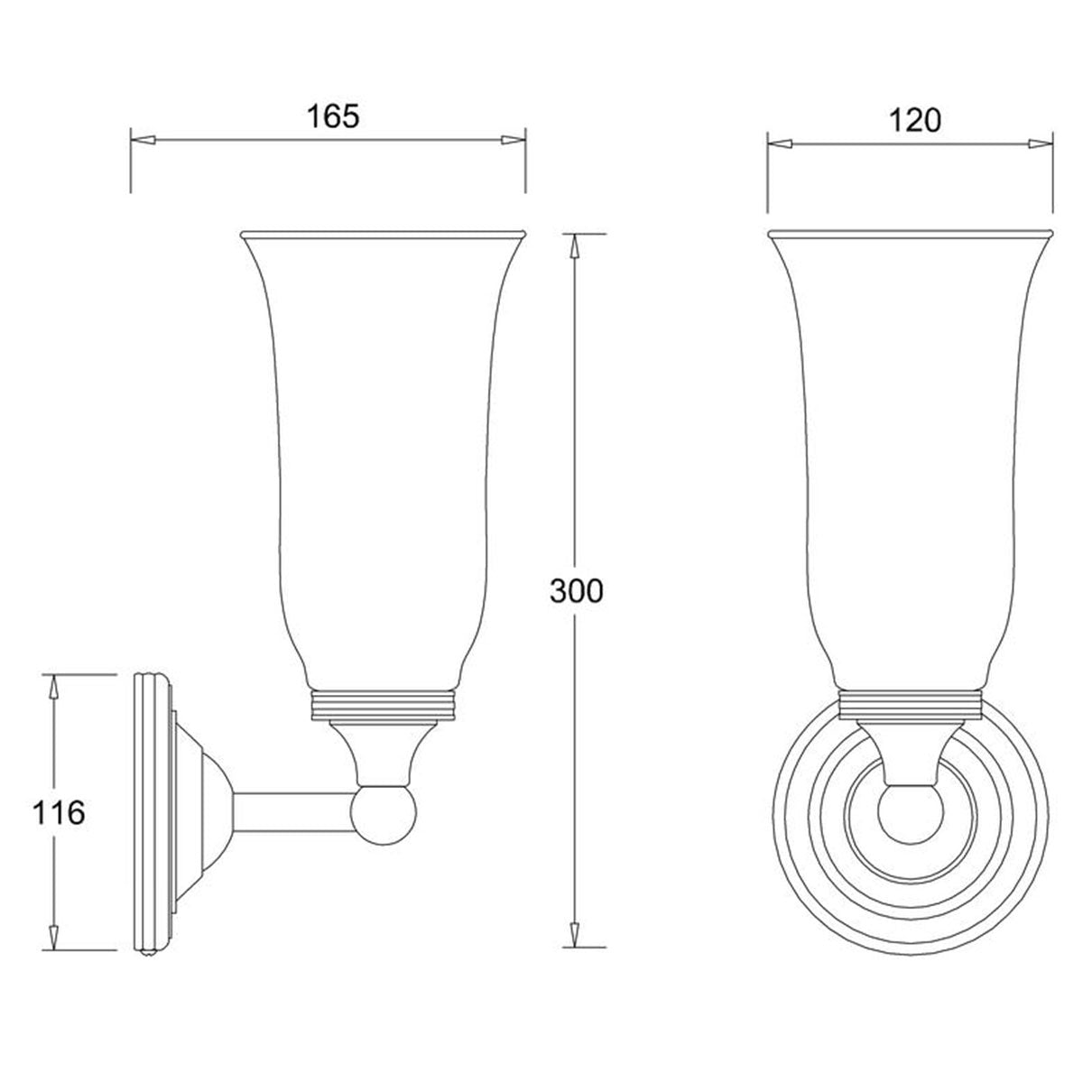 Burlington Round Light With Chrome Base And Clear Glass Vase Shade Diagram Deluxe Bathrooms UK