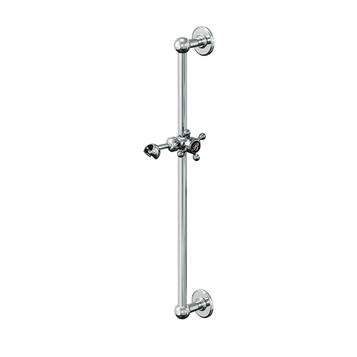 Burlington Slide Rail With Handset Holder Chrome with Black Accent Deluxe Bathrooms UK