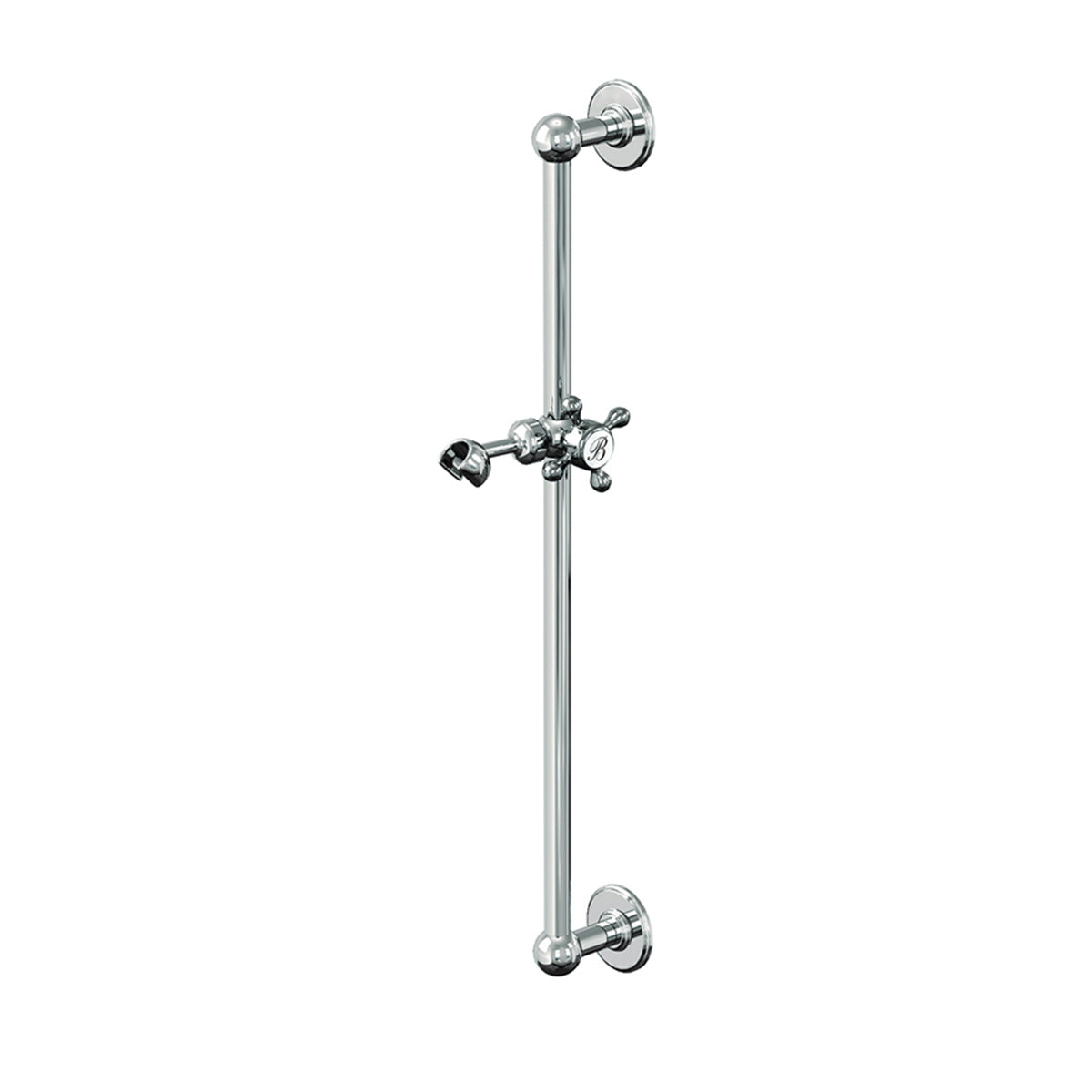 Burlington Slide Rail With Handset Holder Chrome with White Accent Deluxe Bathrooms UK