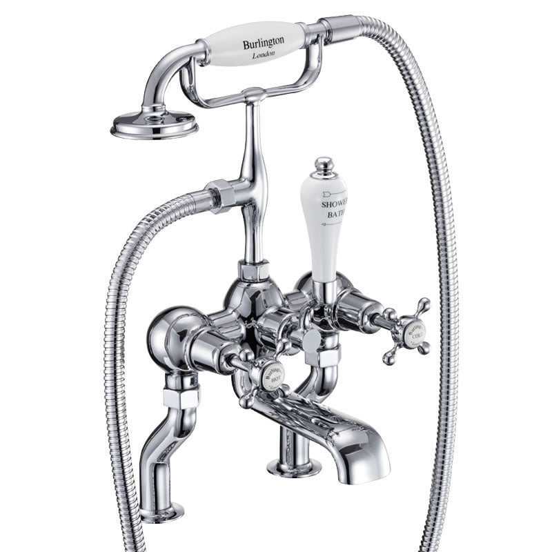 Burlington Claremont Deck Mounted Bath Shower Mixer With S Adjuster Deluxe Bathrooms UK