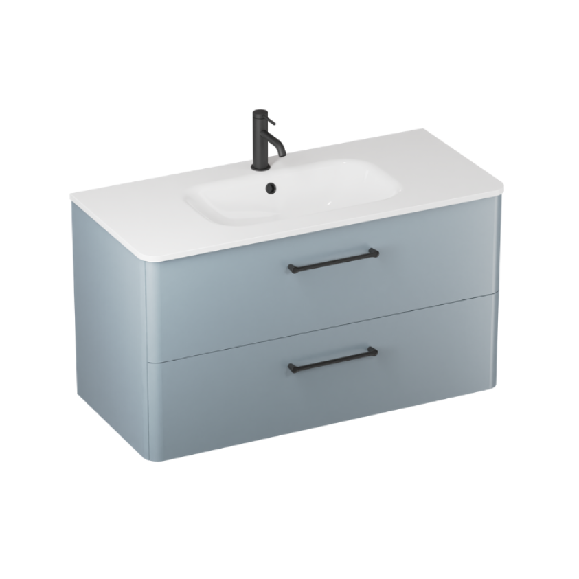 Camberwell Wall Mounted Vanity Unit With Washbasin - Dusty Blue