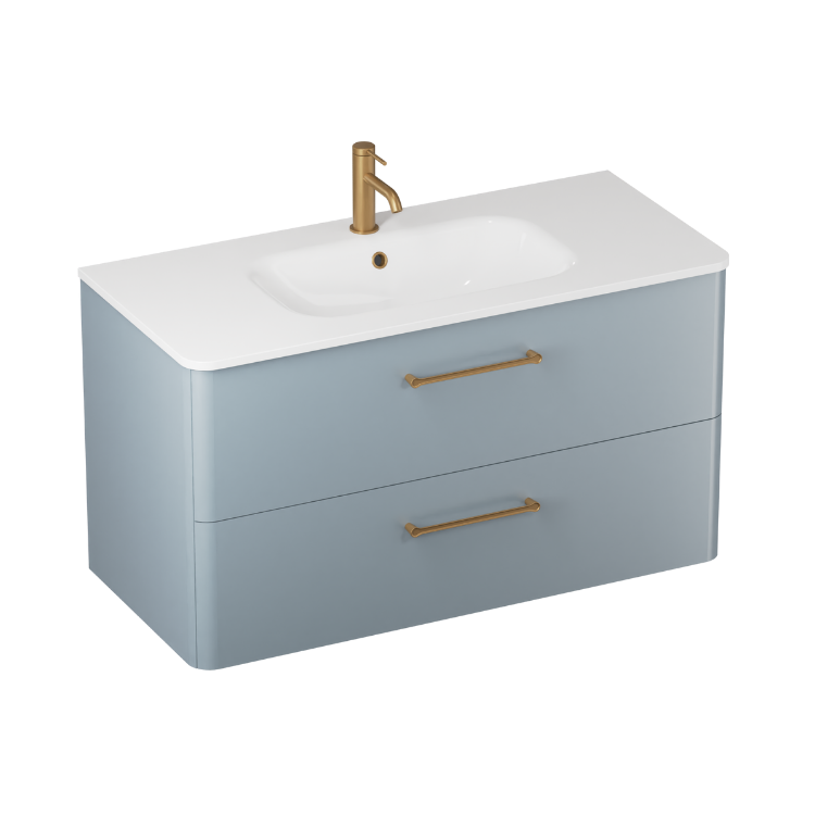 Camberwell Wall Mounted Vanity Unit With Washbasin - Dusty Blue