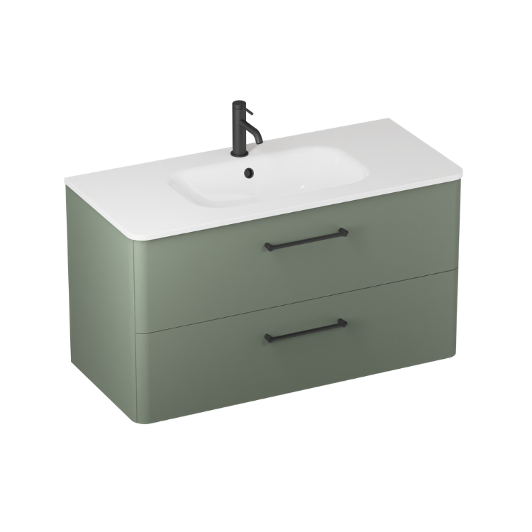 Camberwell Wall Mounted Vanity Unit With Washbasin - Earthy Green
