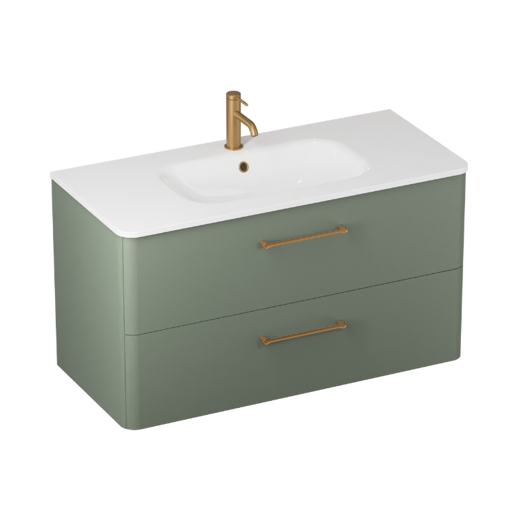 Camberwell Wall Mounted Vanity Unit With Washbasin - Earthy Green