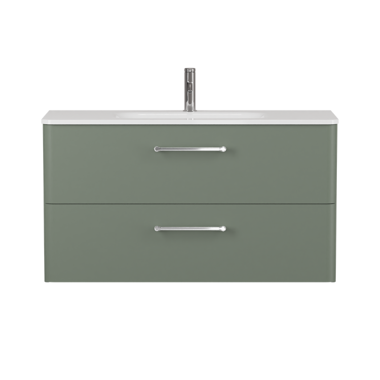 Camberwell Wall Mounted Vanity Unit With Washbasin - Earthy Green