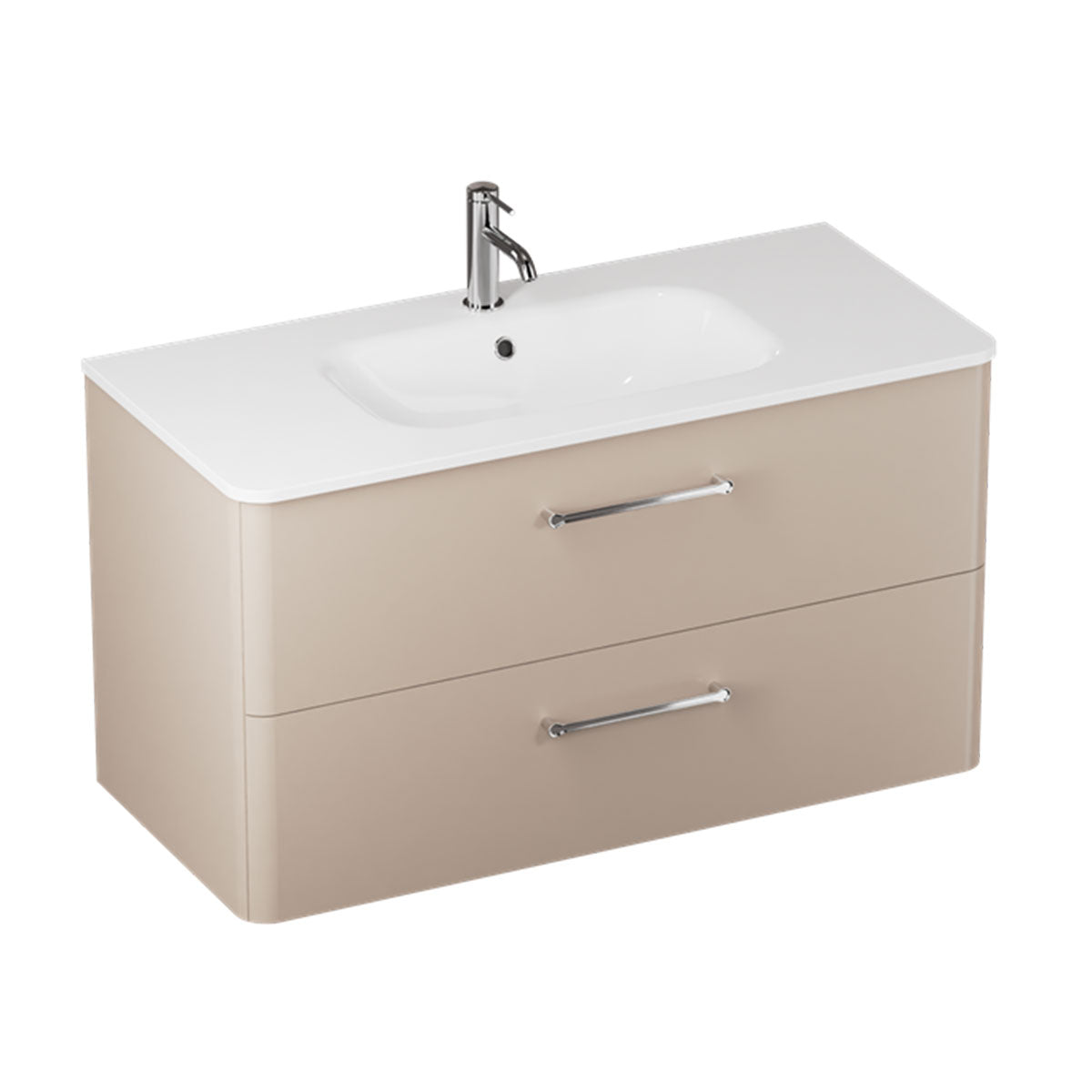 Camberwell Wall Mounted Vanity Unit With Washbasin - Warm Beige