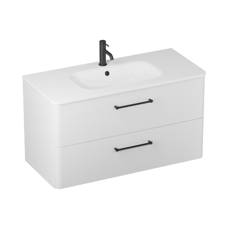 Camberwell Wall Mounted Vanity Unit With Washbasin - Frosted White