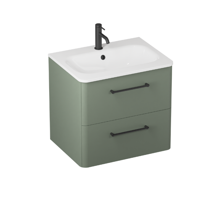 Camberwell Wall Mounted Vanity Unit With Washbasin - Earthy Green