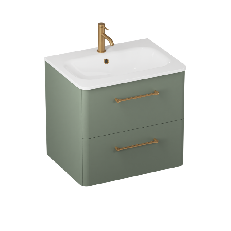 Camberwell Wall Mounted Vanity Unit With Washbasin - Earthy Green