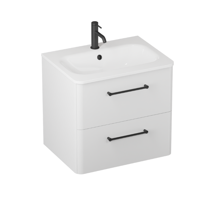 Camberwell Wall Mounted Vanity Unit With Washbasin - Frosted White