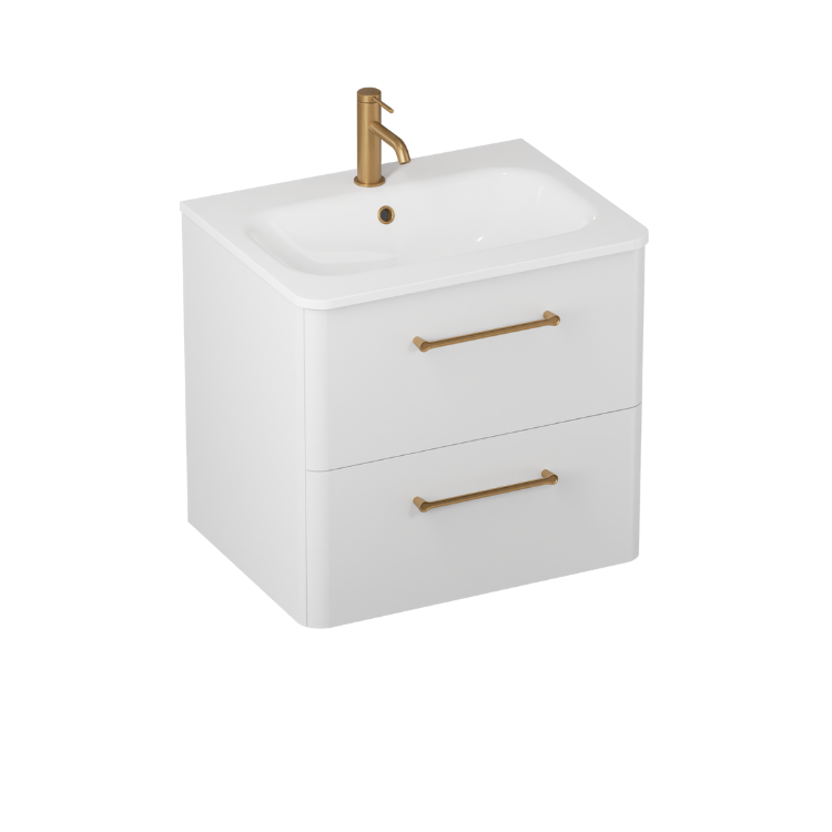 Camberwell Wall Mounted Vanity Unit With Washbasin - Frosted White