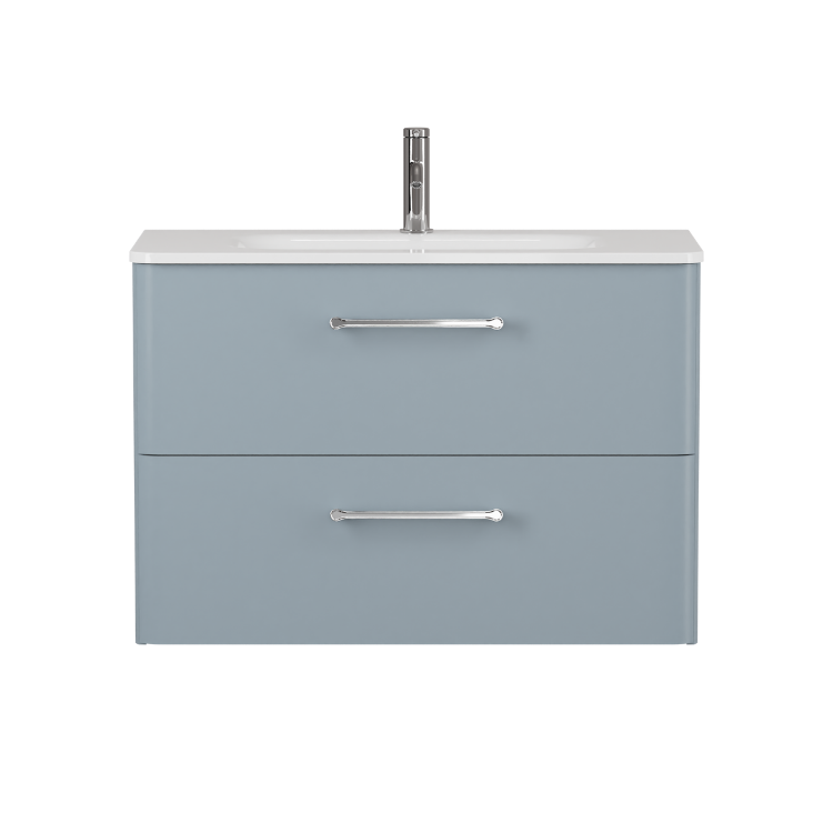 Camberwell Wall Mounted Vanity Unit With Washbasin - Dusty Blue