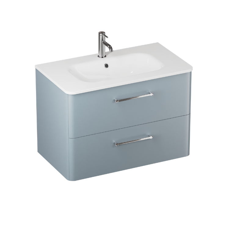 Camberwell Wall Mounted Vanity Unit With Washbasin - Dusty Blue