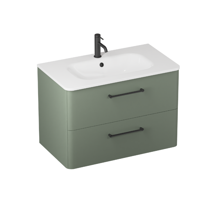 Camberwell Wall Mounted Vanity Unit With Washbasin - Earthy Green