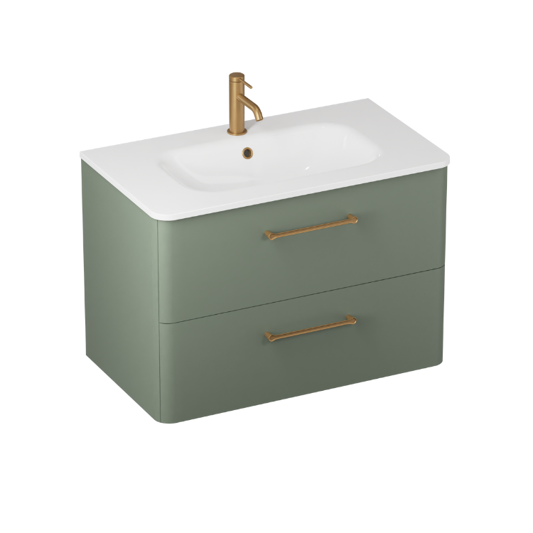 Camberwell Wall Mounted Vanity Unit With Washbasin - Earthy Green