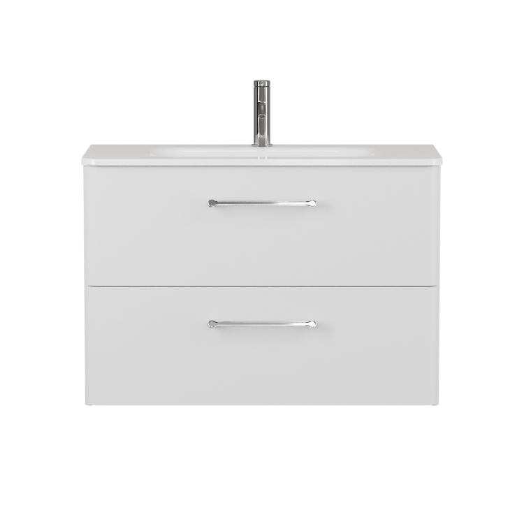 Camberwell Wall Mounted Vanity Unit With Washbasin - Frosted White