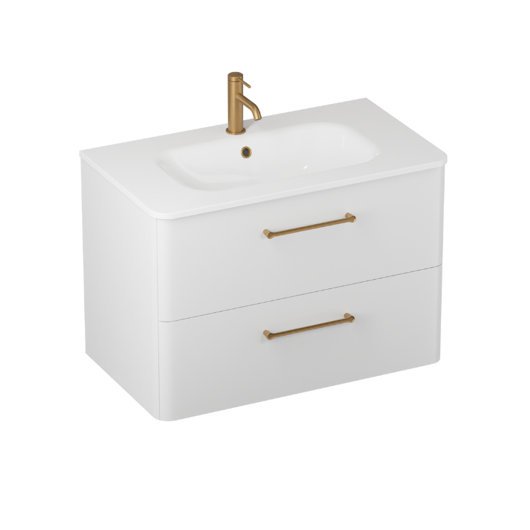 Camberwell Wall Mounted Vanity Unit With Washbasin - Frosted White