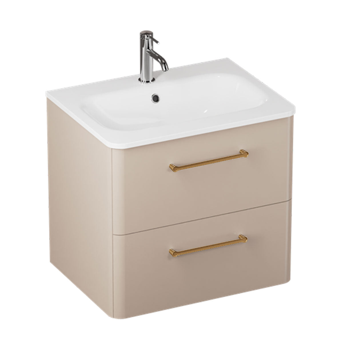 Camberwell Wall Mounted Vanity Unit With Washbasin - Warm Beige