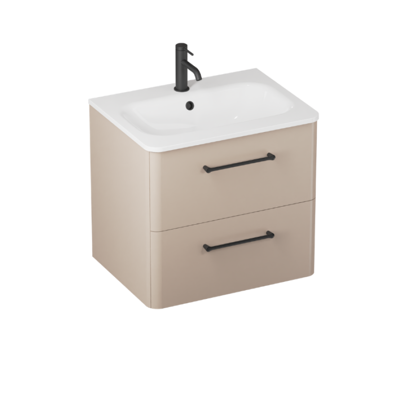 Camberwell Wall Mounted Vanity Unit With Washbasin - Warm Beige