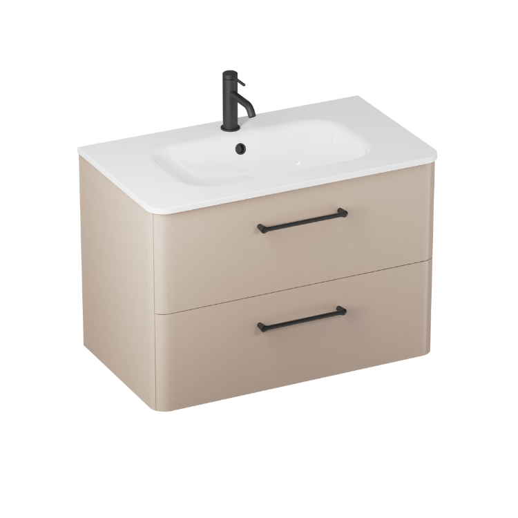 Camberwell Wall Mounted Vanity Unit With Washbasin - Warm Beige