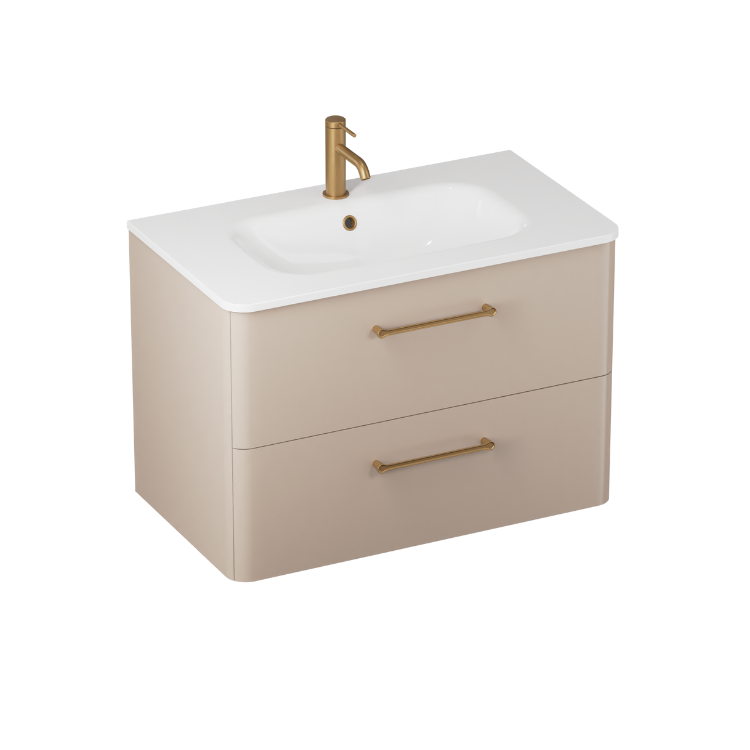 Camberwell Wall Mounted Vanity Unit With Washbasin - Warm Beige