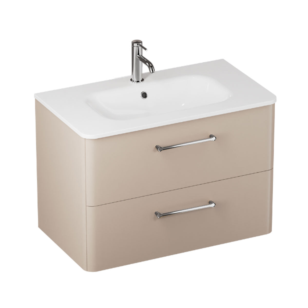 Camberwell Wall Mounted Vanity Unit With Washbasin - Warm Beige