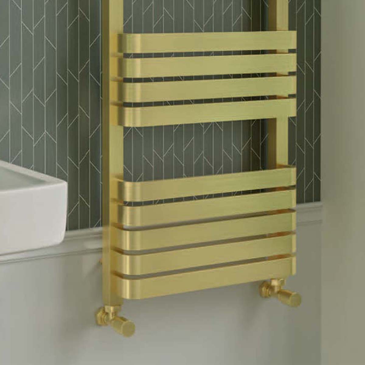 Camden Brushed Brass Heated Towel Rail 1200x500mm