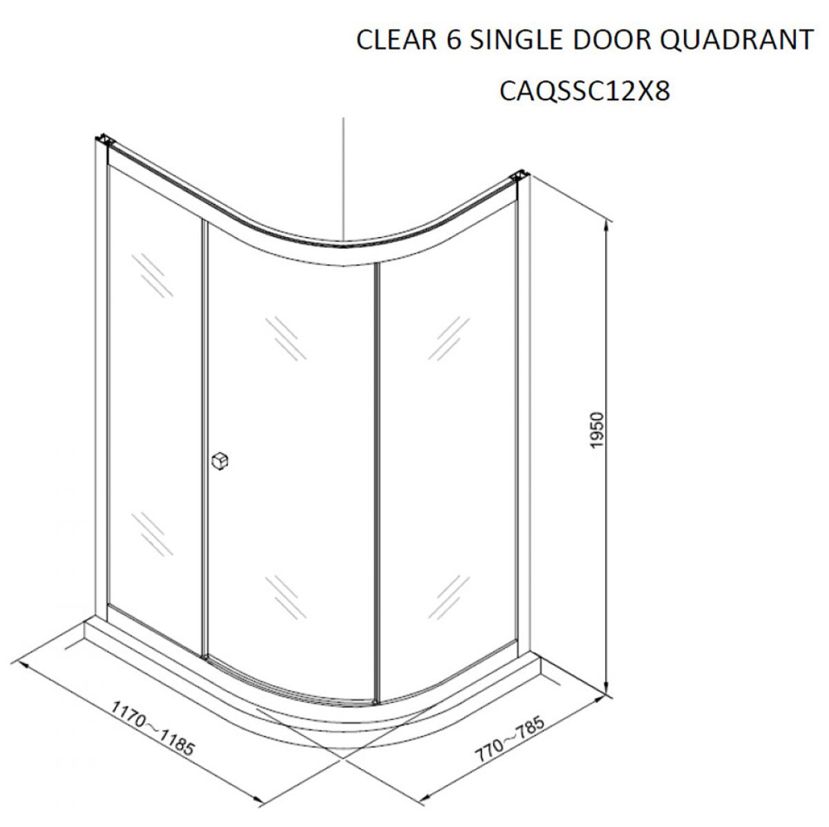 Crosswater Clear 6 Offset Quadrant Shower Door Matt Black Dimensions