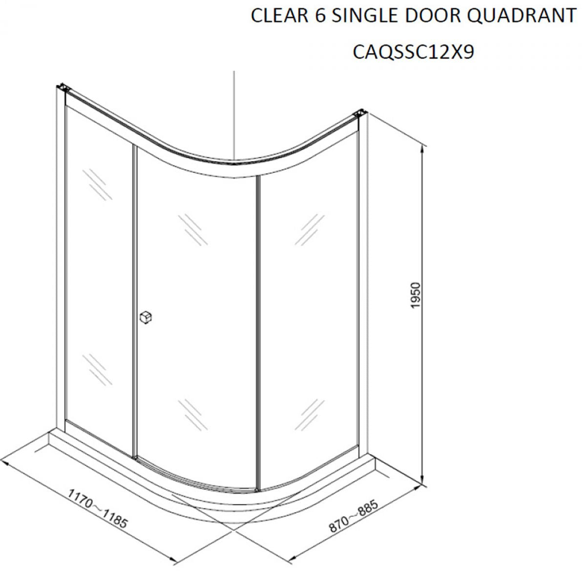 Crosswater Clear 6 Offset Quadrant Shower Door Silver Dimensions