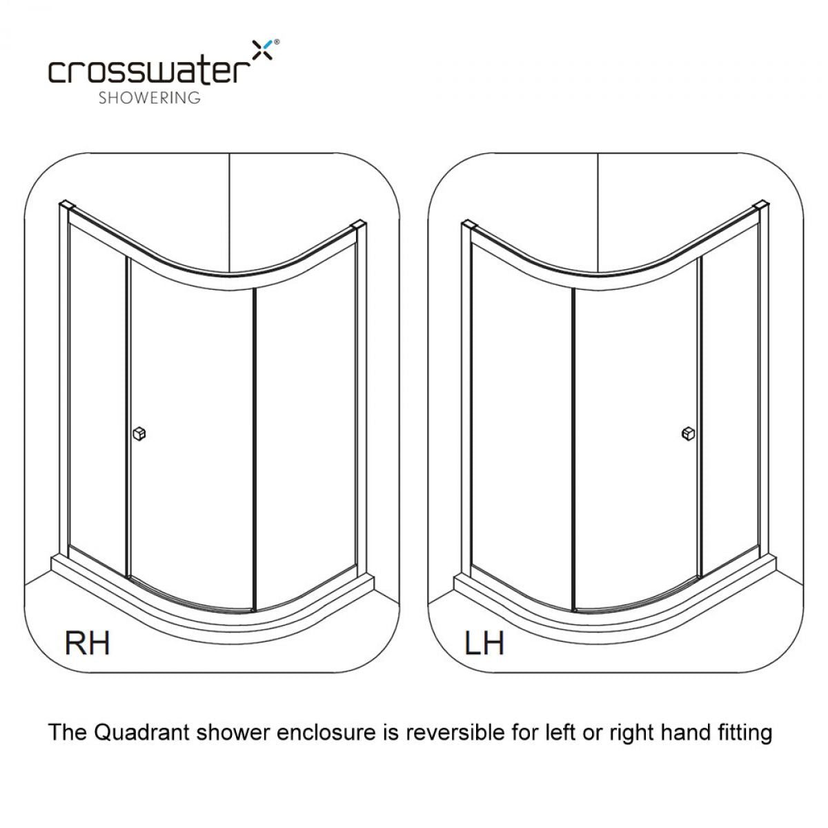 Crosswater Clear 6 Offset Quadrant Shower Door Silver Dimensions