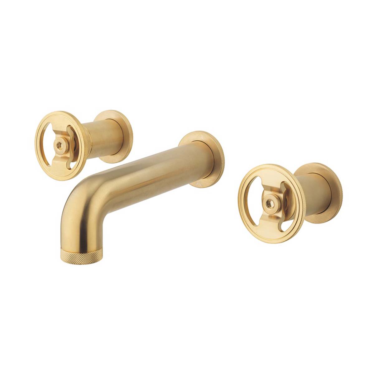 Crosswater Union Basin 3 Hole Wall Mounted Tap with Round Handles Union Brass