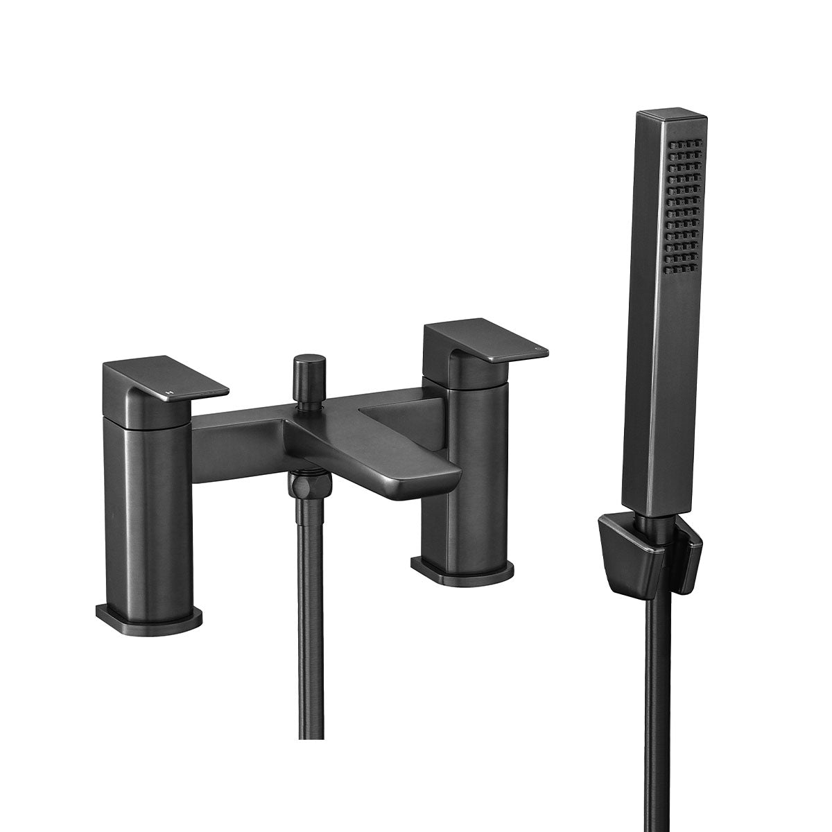 Deluxe Camden Deck Mounted Bath Shower Mixer With Handset Gun Metal