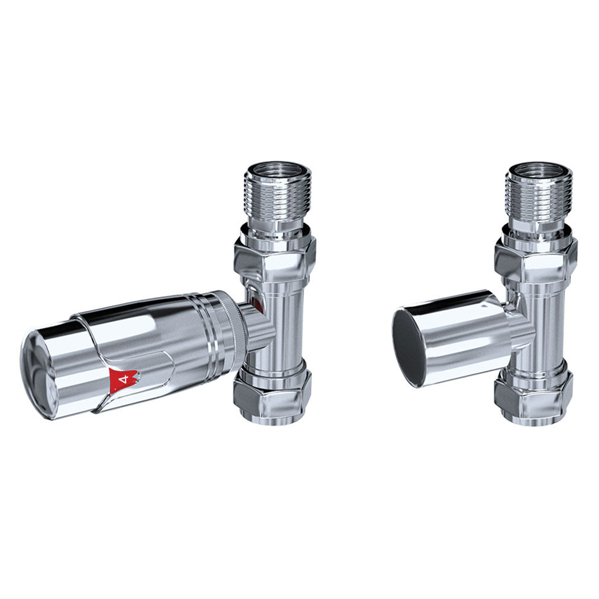 Deluxe Thermostatic Round Straight Rad Valves Chrome