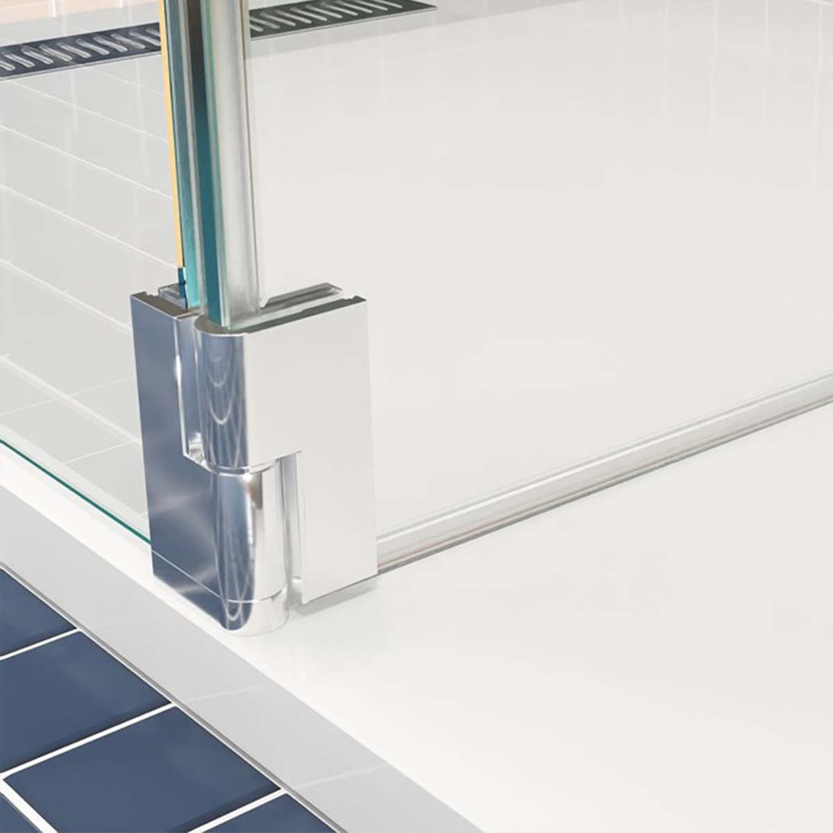 G8 Chrome Flipper Panel for Granlusso 8 Wetroom Screen Close Up Bottom