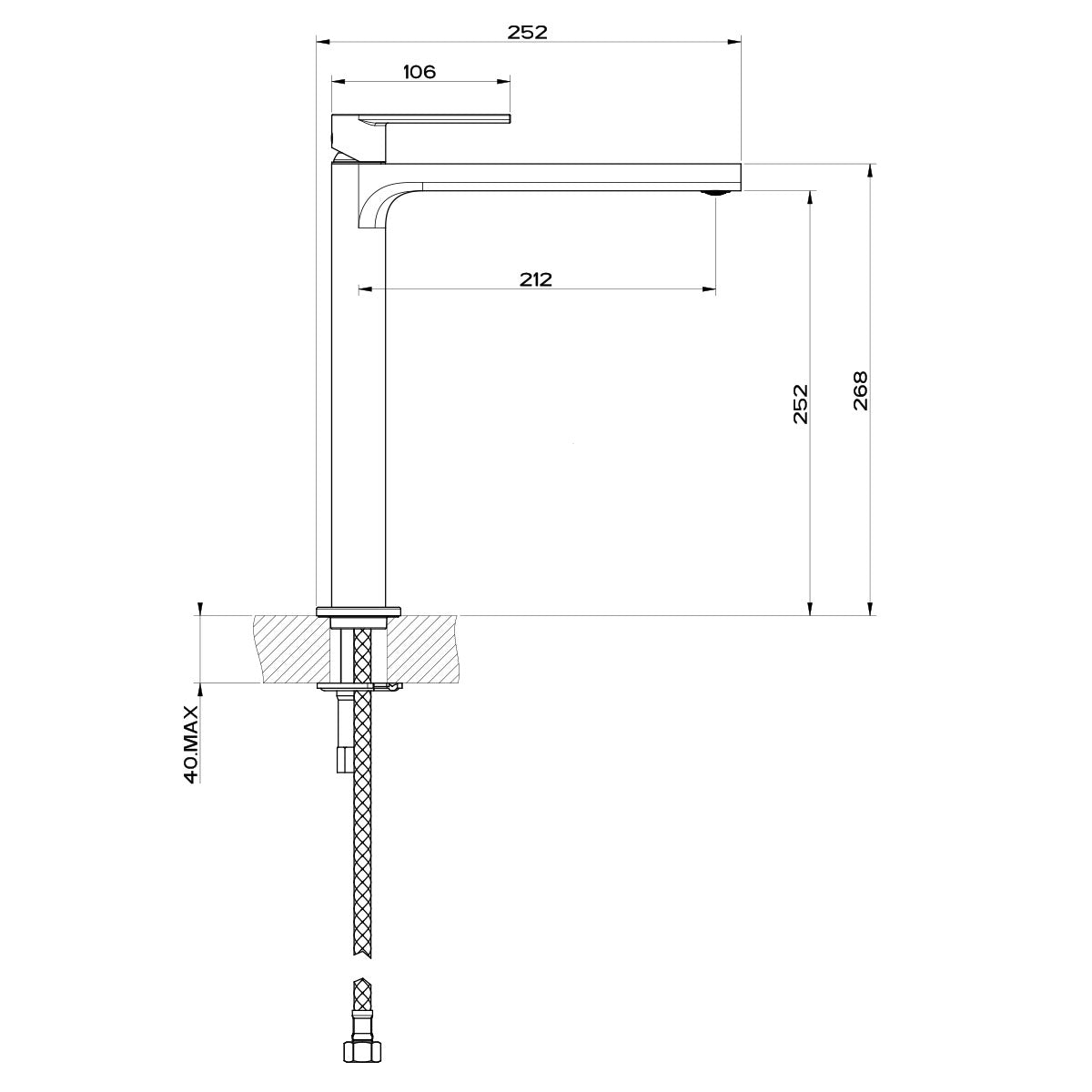 Gessi Via Manzoni High Version Basin Mixer Diagram