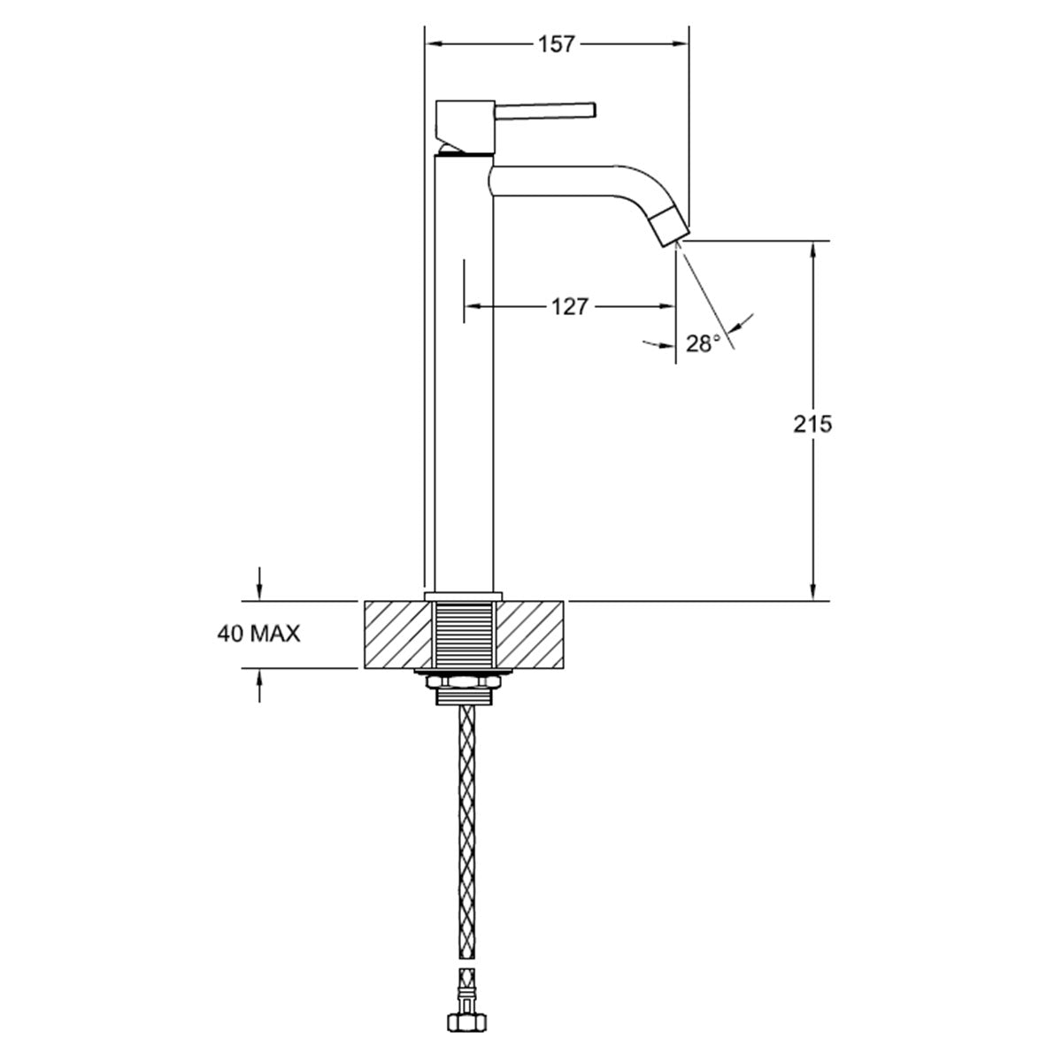 Gessi Via Tortona High Version Basin Mixer Diagram
