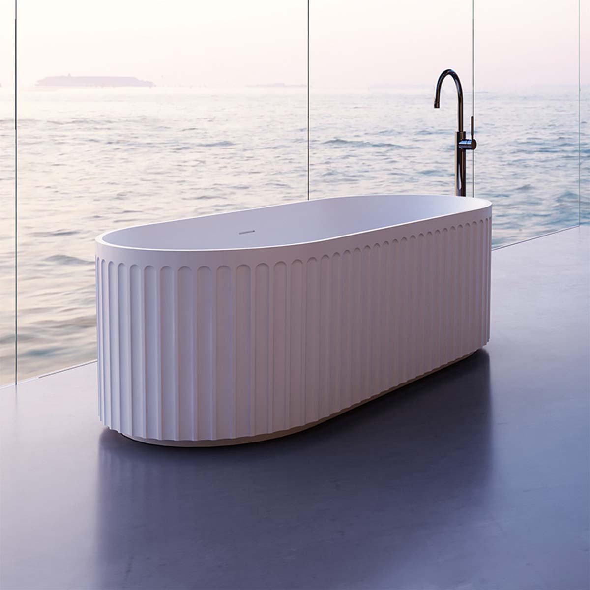Granlusso Francesca Freestanding Fluted Stone Bath 1700x750mm