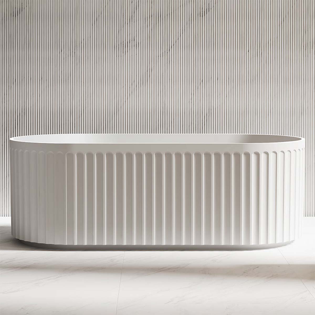Granlusso Francesca Freestanding Fluted Stone Bath 1700x750mm