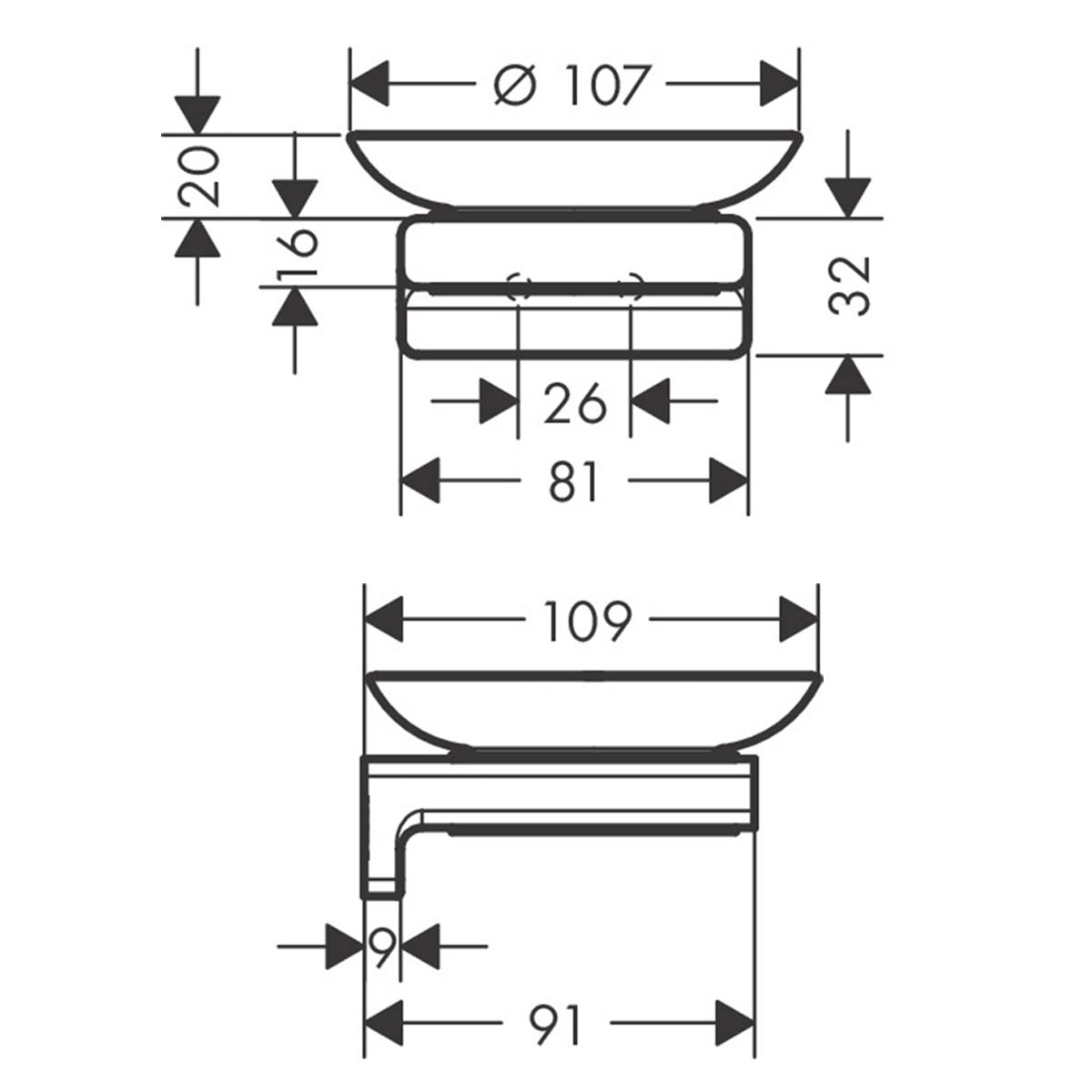 Hansgrohe Addstoris soap dish dimensions