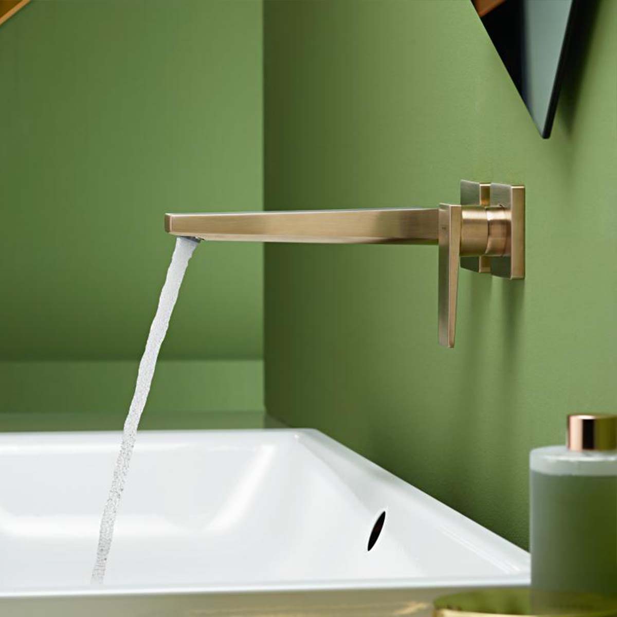 Hansgrohe metropol wall mounted 2 hole single lever basin mixer brushed bronze