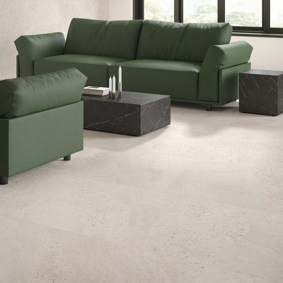Lakestone Oat Porcelain Tile Polished 60x120cm Lifestyle