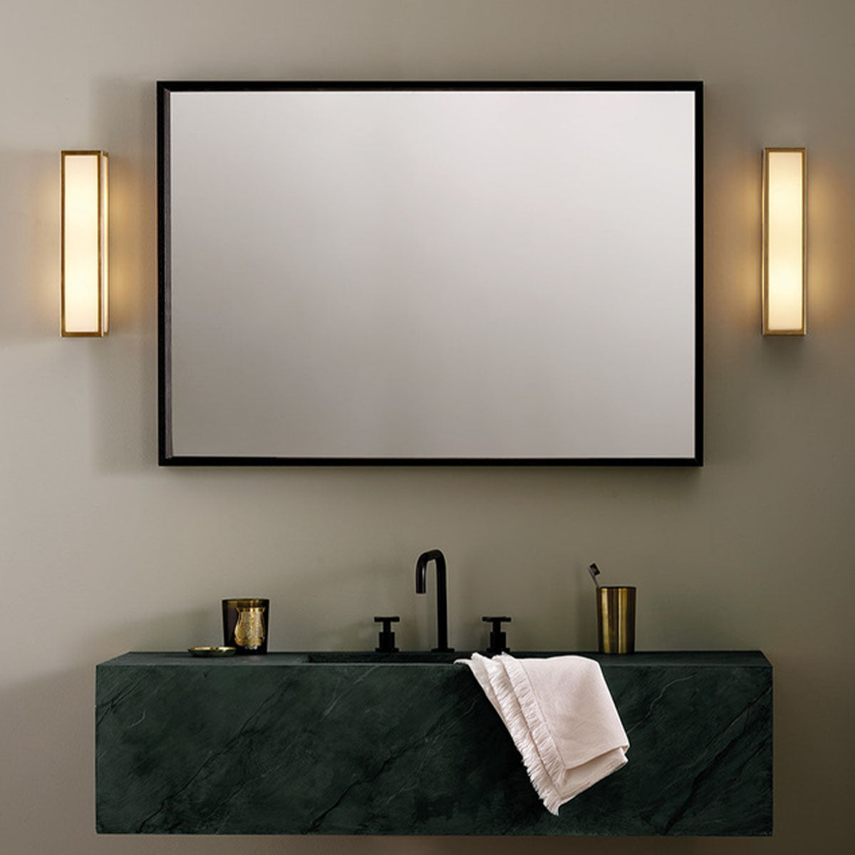 Matera Rectangular Bathroom Light Natural Brass