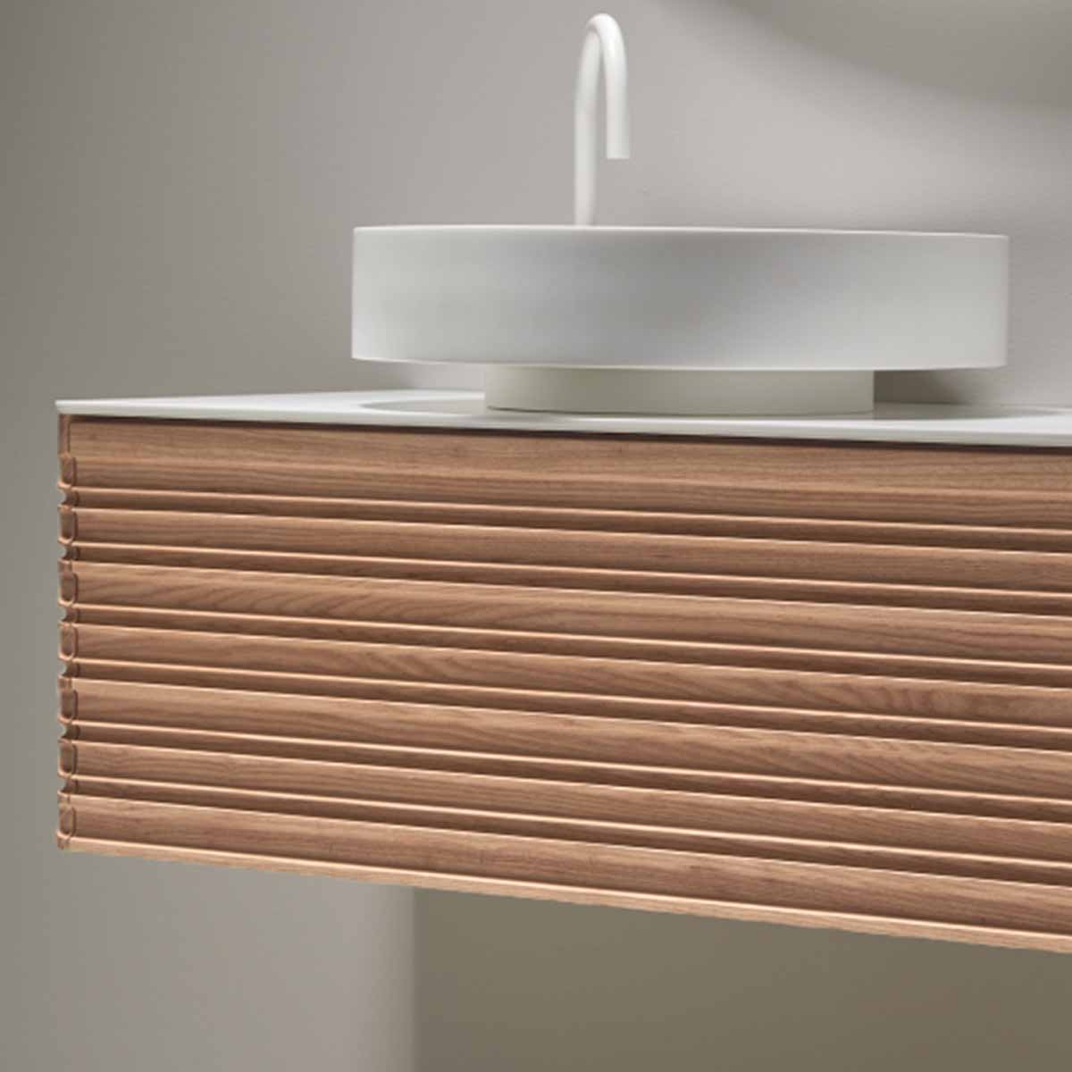 Oslo Maple 1000 Single Drawer Wall Hung Vanity Unit With Solid Surface Worktop