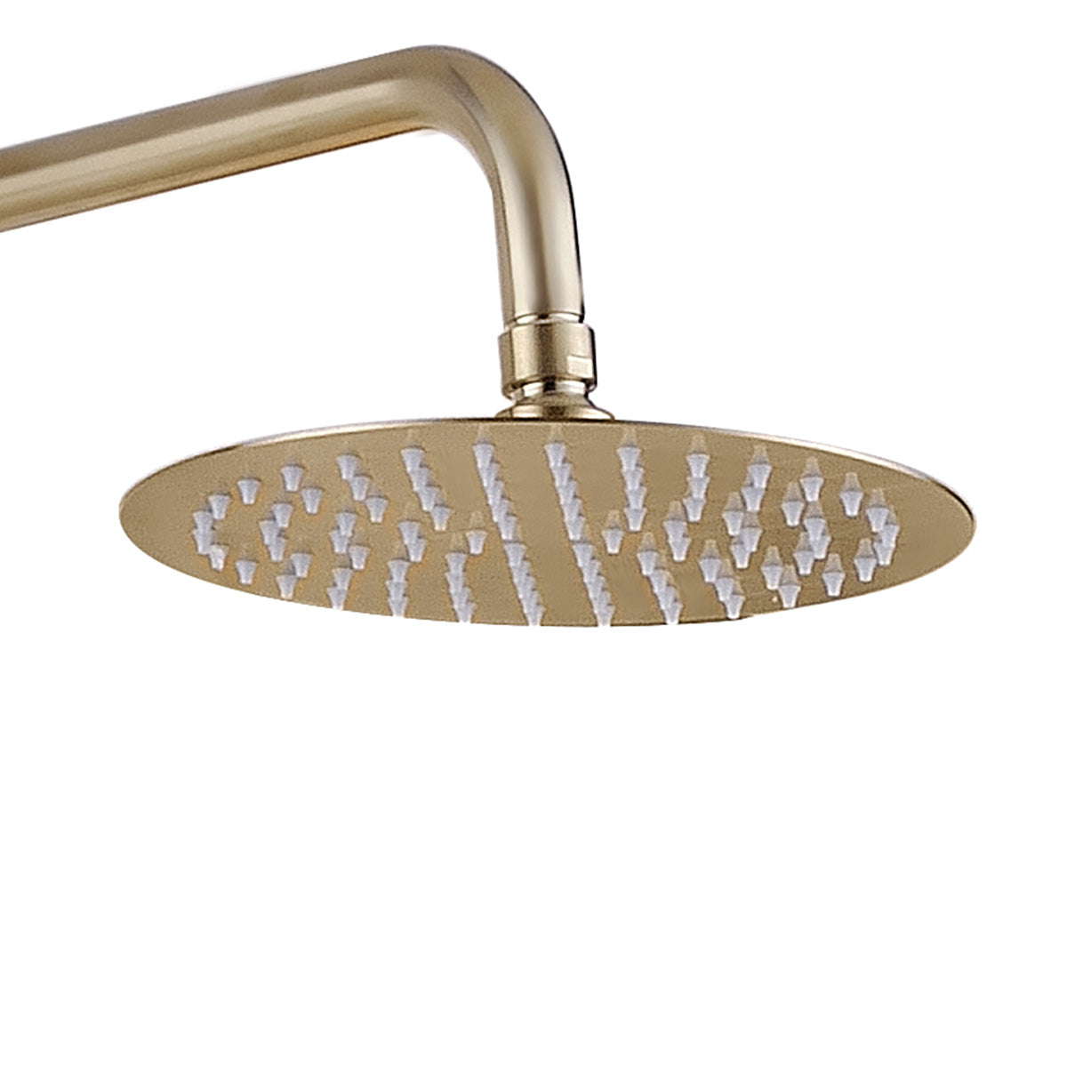 Deluxe Pembroke Dual Outlet Exposed Thermostatic Shower Bar Valve With Rigid Riser Handset and Shower Head Brushed Brass Close Up