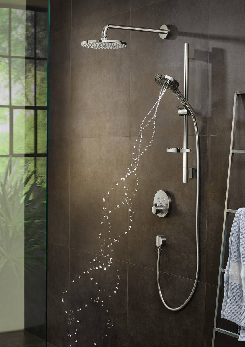 Hansgrohe Powder Rain Overhead Shower With Powder Rail Kit and Round Valve