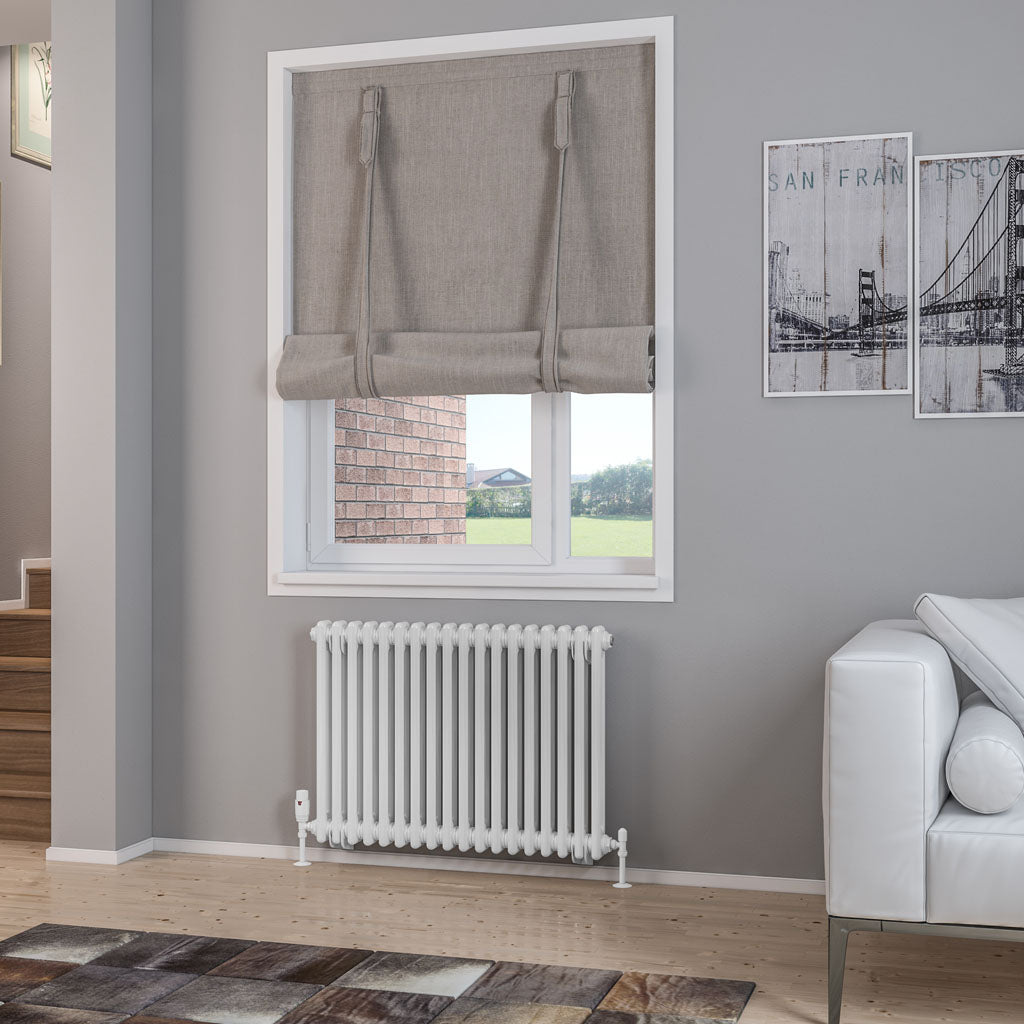 Rivassa Two Column Cast Iron Style Radiator White Gloss