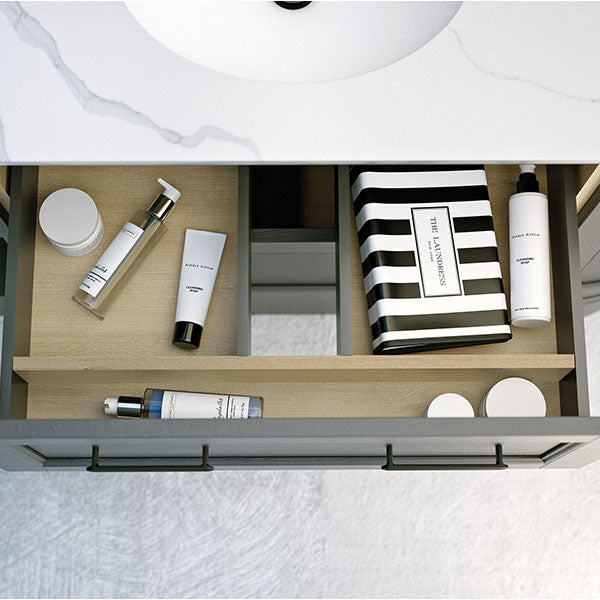 Roseberry Curved Wall Mounted Vanity Unit With Solid Surface Worktop and Undermount Basin - Rose Quartz