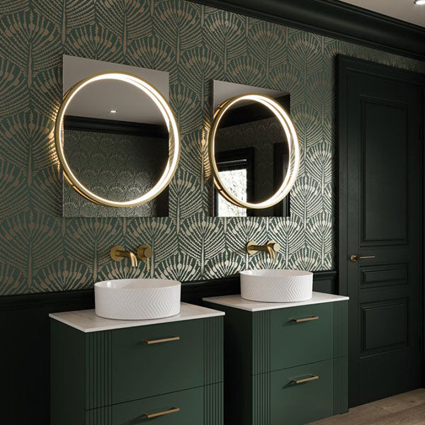 HiB Solas Brushed Brass Frame LED Illuminated Mirror With Demister Pad